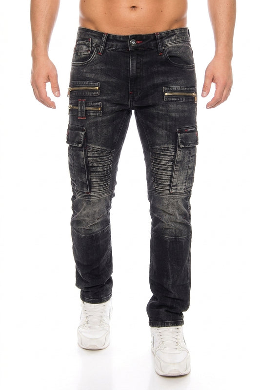 Cipo & Baxx Herren Jeans 798 Slim Fit mit auffälliger Nahtstruktur und edler Waschung Frontansicht
