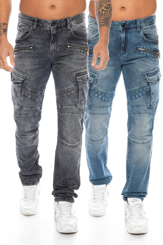 Cipo und Baxx Herren Cargo Stoff Hose in blau und schwarz mit ausgefallener Waschung und angenehmen Tragekomfort.
